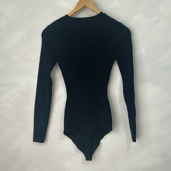Abercrombie Long sleeve ribbed sweater bodysuit chest cutout size small black - Picture 6 of 8